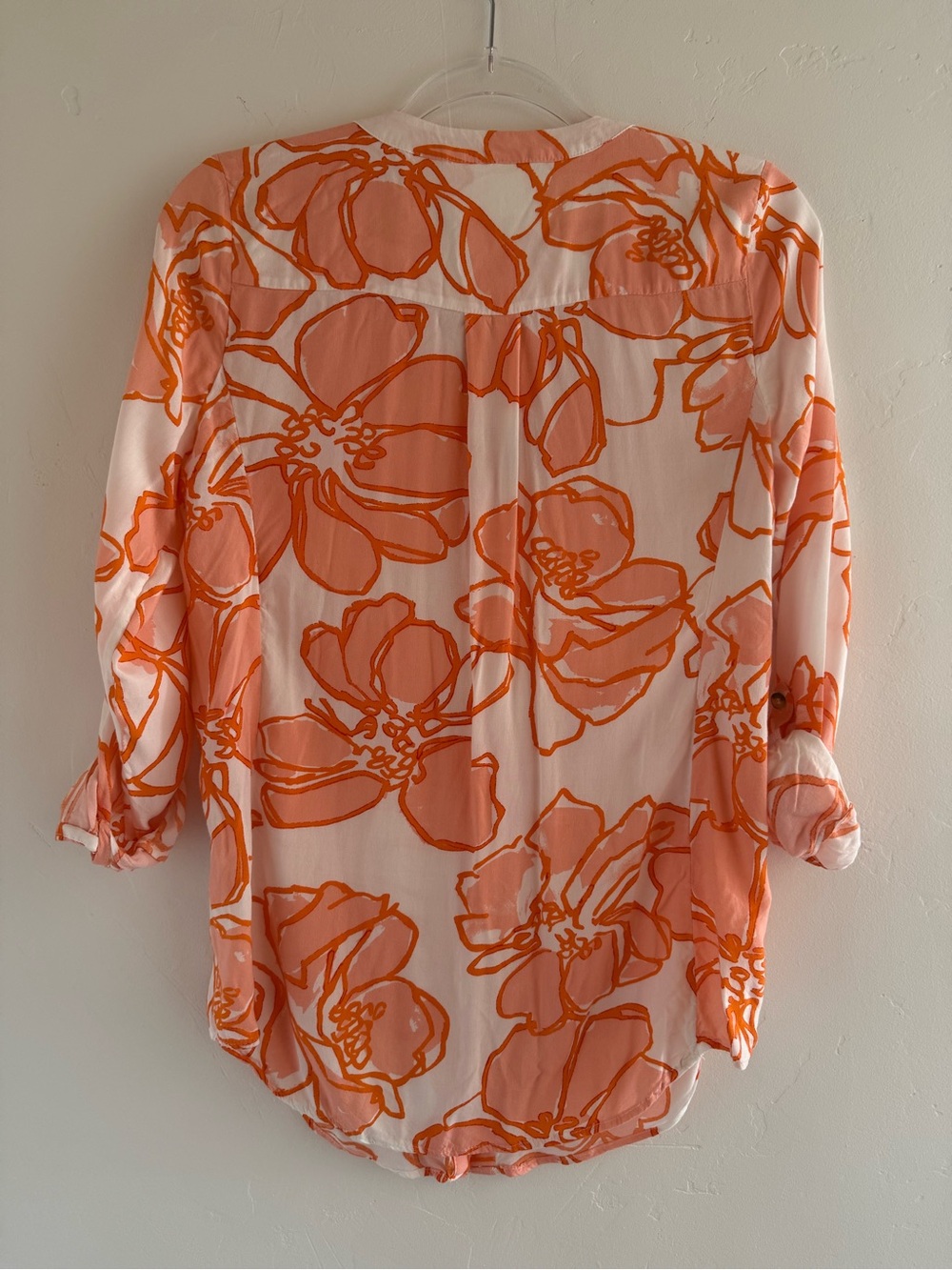 Anthropologie Maeve Floral Button Down Blouse Pink Orange Tunic Top Small - Picture 8 of 12